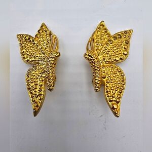 Vintage Butterfly Clip On Earrings